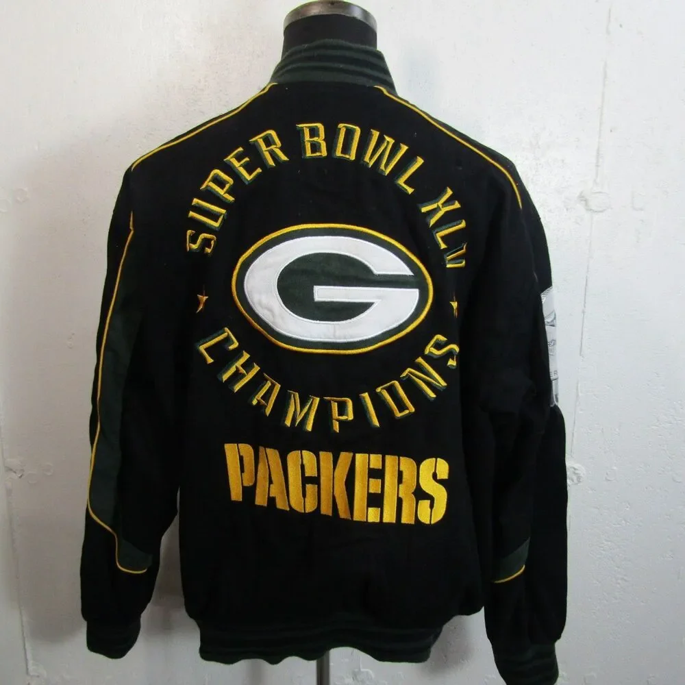 Green Bay Packers Super Bowl XLV Champions Varsity Jacket NFL Men's XL Coat